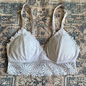 White lace bralette.